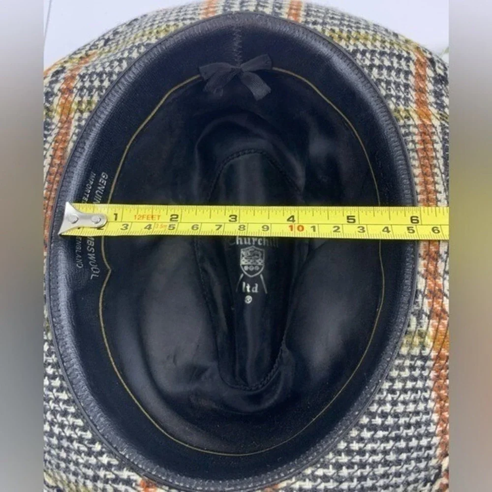 Vintage Churchill Ltd Plaid Tweed Hat Fedora Genuine Lambswool Classic 6‎ 7/8
